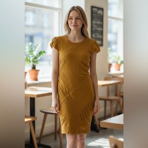 Torn by Ronny Kobo Mustard Textures Mini Dress